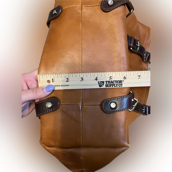 Neiman Marcus Tan Buckle Faux Leather Tote Bag - Picture 10 of 11